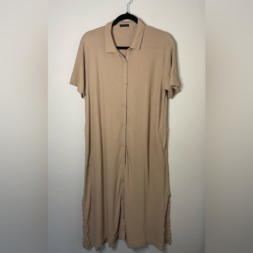 ATM Anthony Thomas Melillo Sz Large Button Front Short Sleeve Polo Shirt Dress